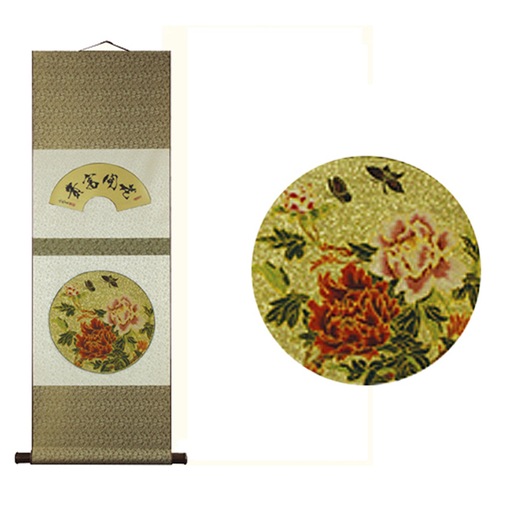 金箔金宝地蝶恋花高端云锦卷轴