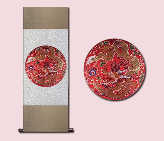 大团龙云锦卷轴