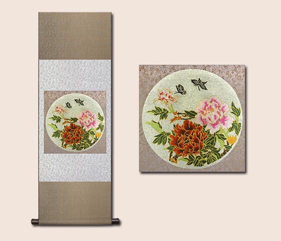 金宝地蝶恋花云锦卷轴